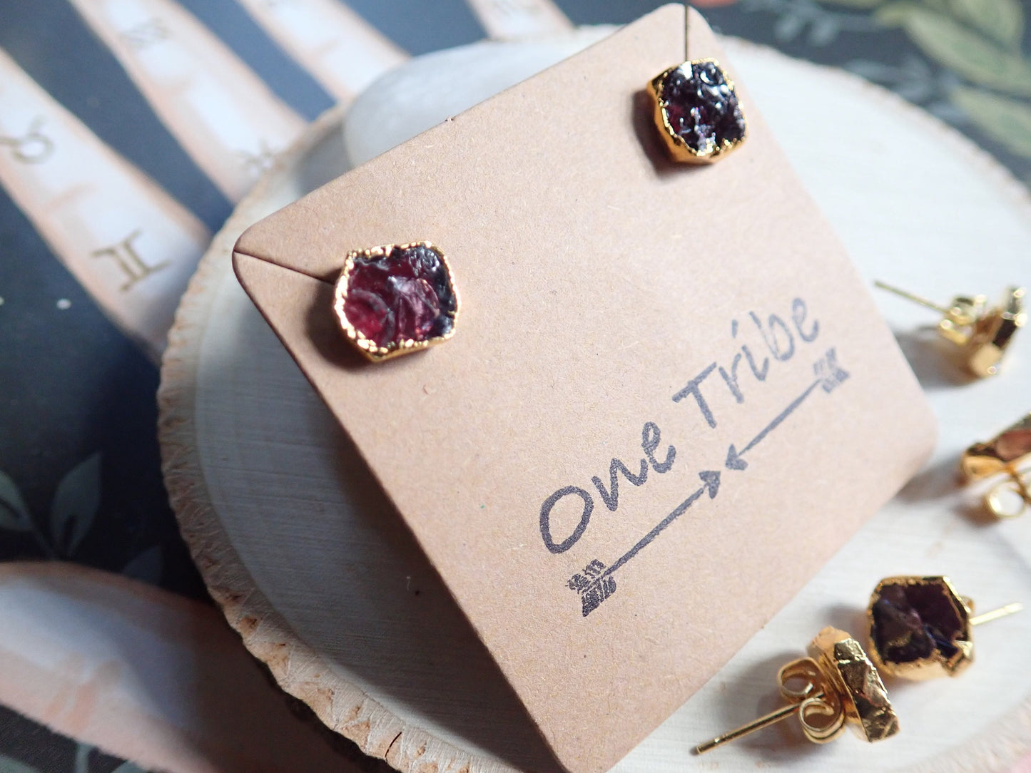 Alto Rioja Raw Garnet Earrings