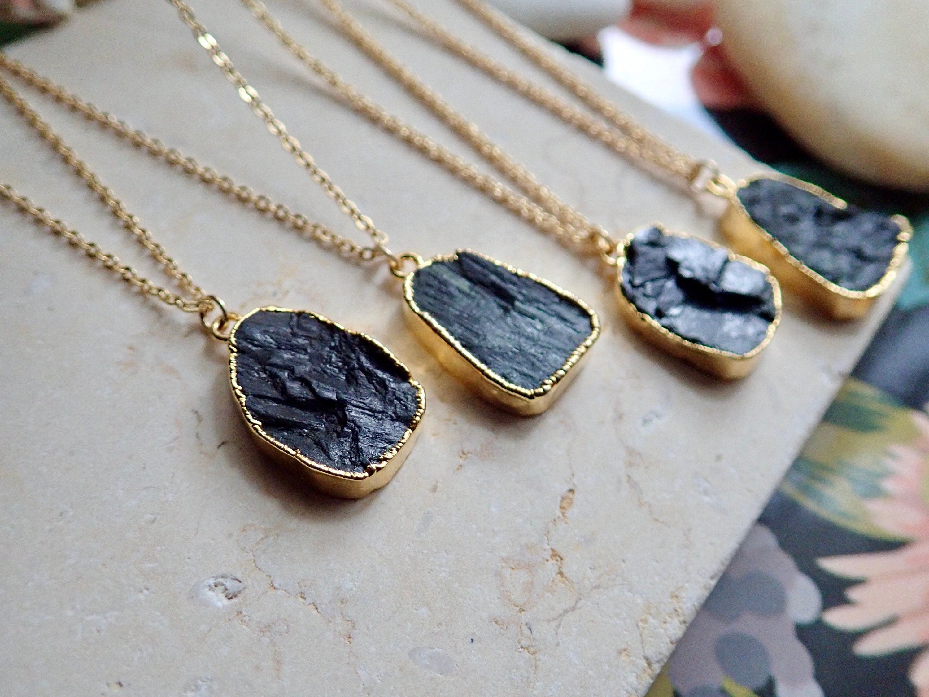 Natural Raw Black Tourmaline Necklace, Gold, Rose Gold and Silver Option,  Block Negative Energy, Protect From Drain of Energy,chakra Healing - Etsy
