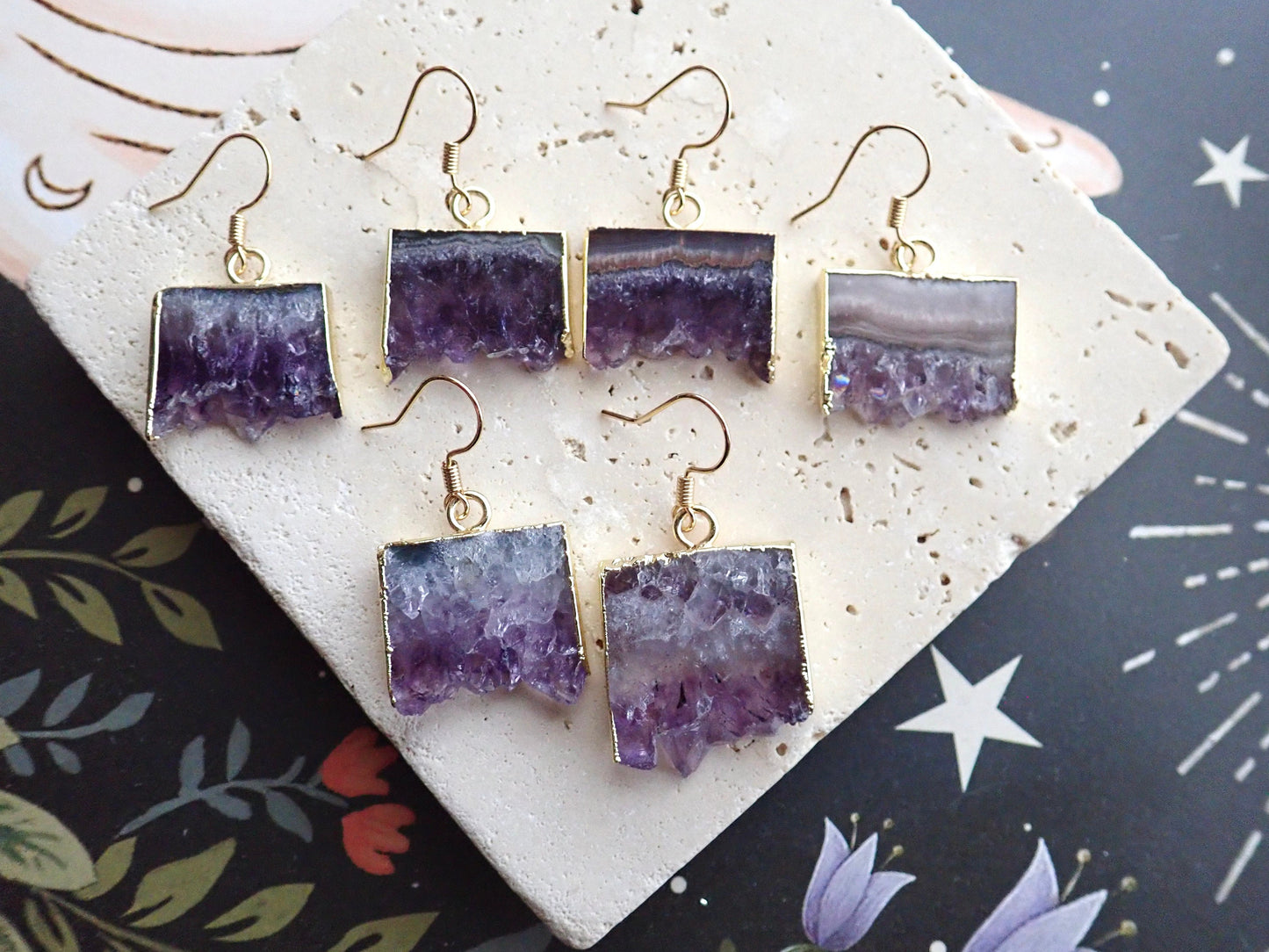 Avante Amethyst Slice Earrings  - Gold