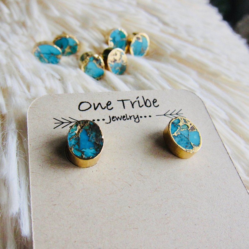 gold turquoise earrings