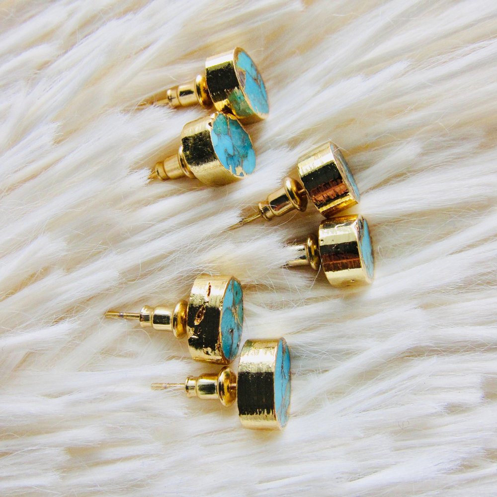 oval turquoise stud earrings